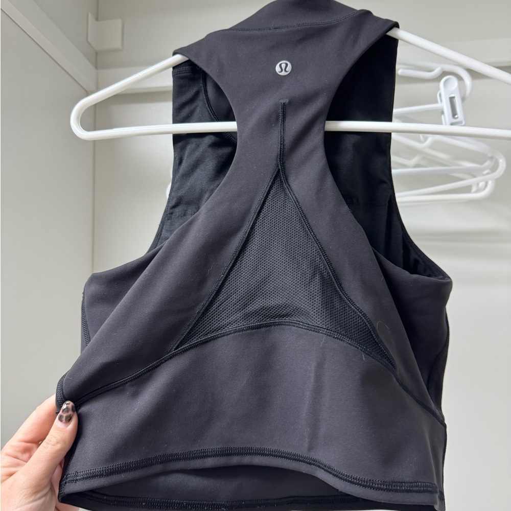 Lululemon Everlux and Mesh Cropped Tank Top - Black Sz 4 - Picture 4 of 4